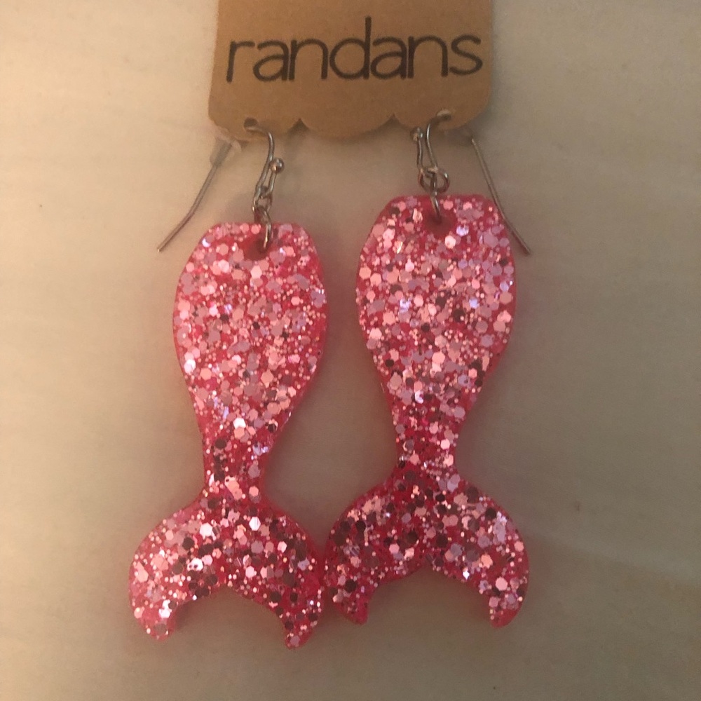 Pink Glitter Mermaid Tail Earrings